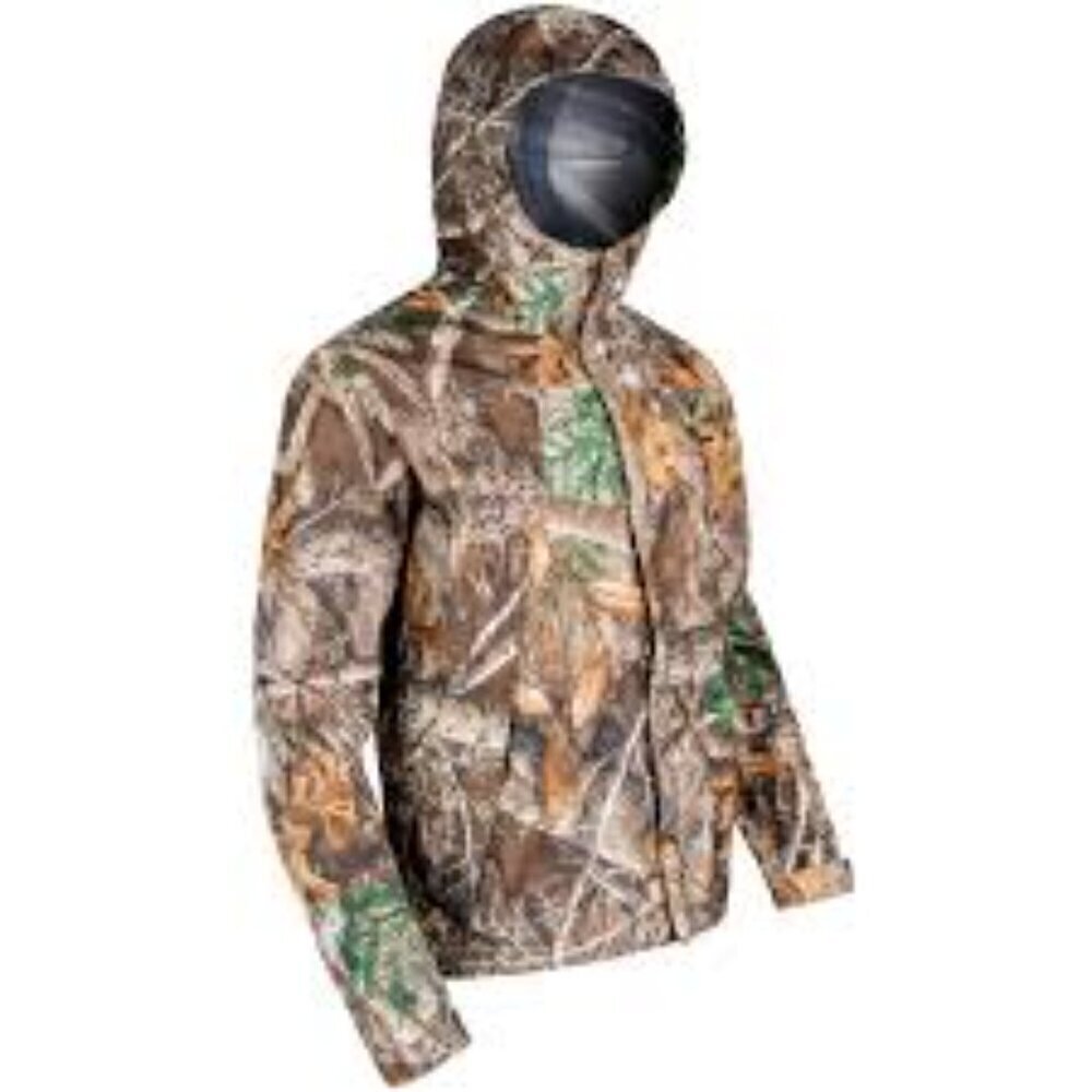 RUSTIC RIDGE Realtree Hunting Hooded Rain Jacket Men's size L Tan Green Brown